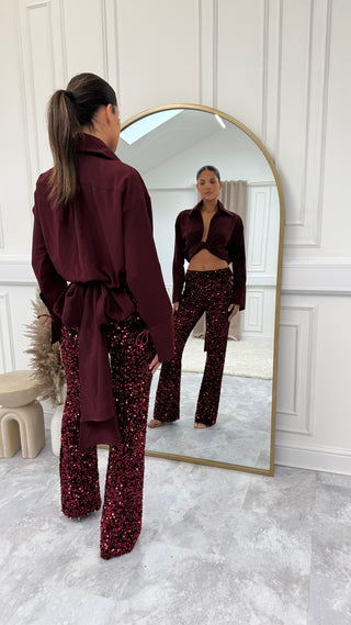 Deva sequin knit flares