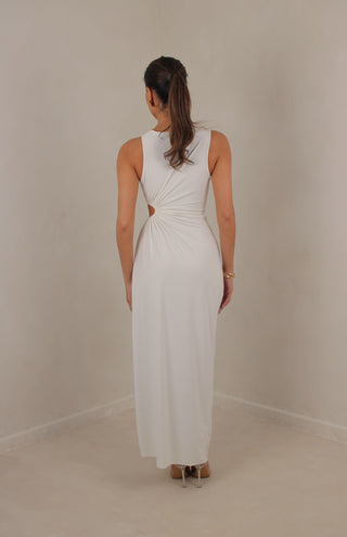 Phoenix Asymmetrical maxi dress with split (Custom) with capped sleeves