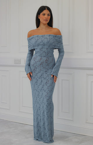 Olivia bardot maxi dress in powder blue lace