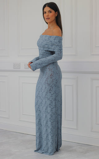 Olivia bardot maxi dress in powder blue lace