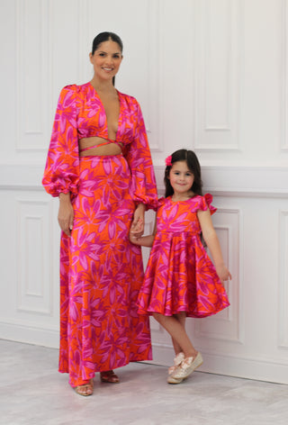 Liana girls matching floaty  dress